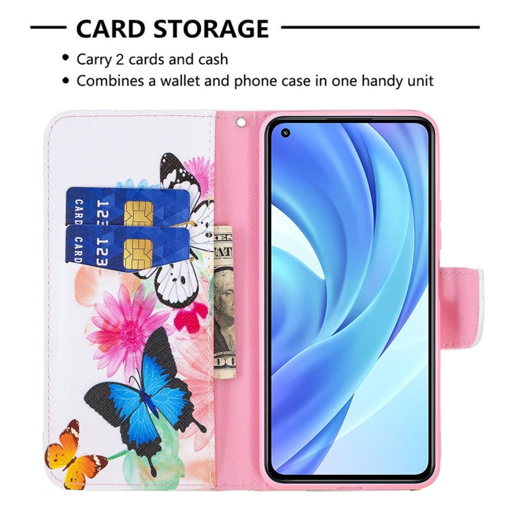 For Xiaomi Mi 11 Lite Colored Drawing Pattern Horizontal Flip Leather Case with Holder & Card Slots & Wallet