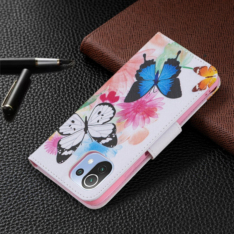 For Xiaomi Mi 11 Lite Colored Drawing Pattern Horizontal Flip Leather Case with Holder & Card Slots & Wallet
