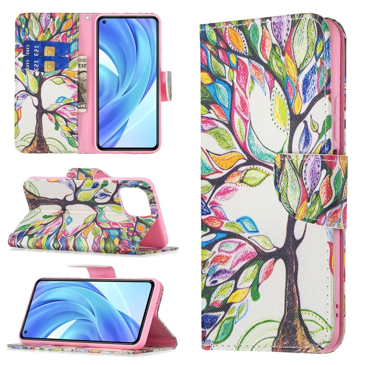 For Xiaomi Mi 11 Lite Colored Drawing Pattern Horizontal Flip Leather Case with Holder & Card Slots & Wallet