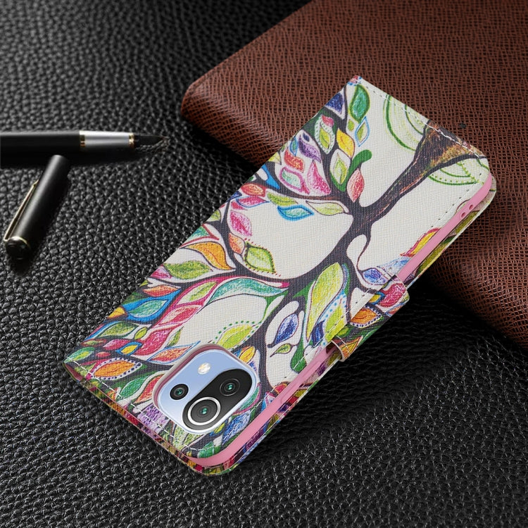 For Xiaomi Mi 11 Lite Colored Drawing Pattern Horizontal Flip Leather Case with Holder & Card Slots & Wallet