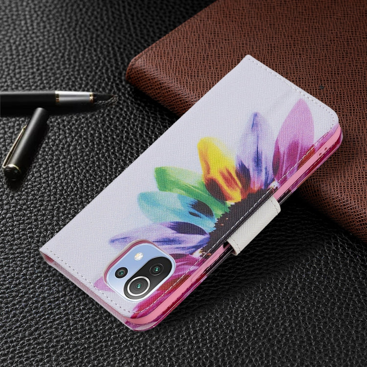For Xiaomi Mi 11 Lite Colored Drawing Pattern Horizontal Flip Leather Case with Holder & Card Slots & Wallet