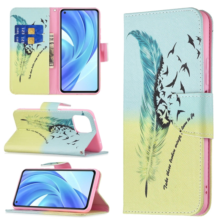 For Xiaomi Mi 11 Lite Colored Drawing Pattern Horizontal Flip Leather Case with Holder & Card Slots & Wallet
