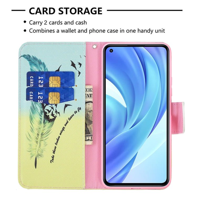 For Xiaomi Mi 11 Lite Colored Drawing Pattern Horizontal Flip Leather Case with Holder & Card Slots & Wallet