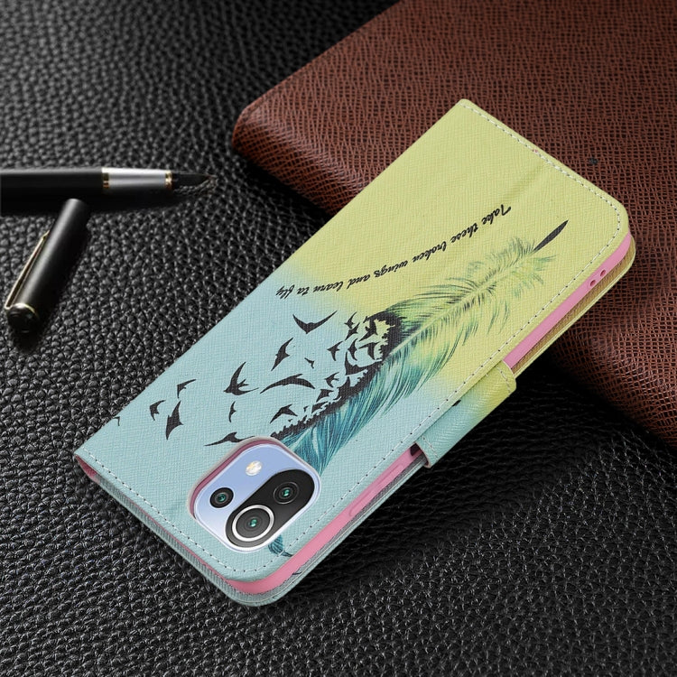 For Xiaomi Mi 11 Lite Colored Drawing Pattern Horizontal Flip Leather Case with Holder & Card Slots & Wallet