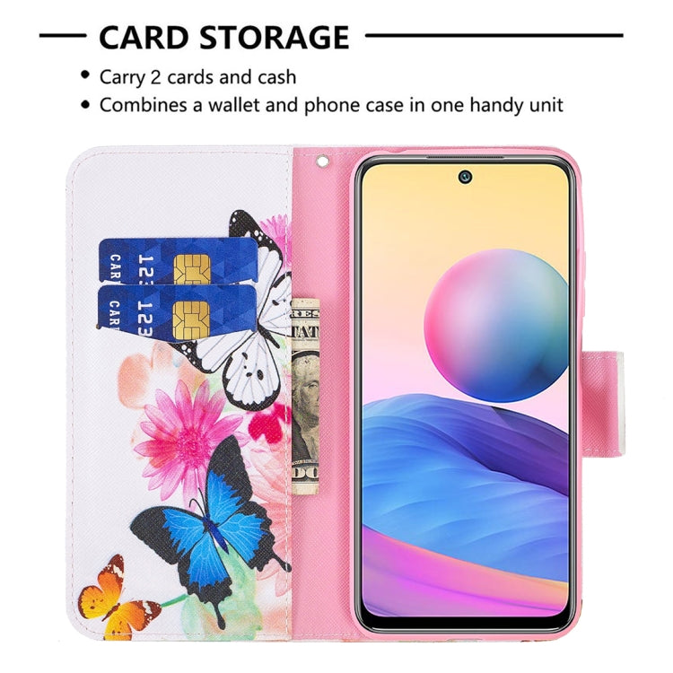 For Xiaomi Poco M3 Pro / Redmi Note 10 5G Colored Drawing Pattern Horizontal Flip Leather Case with Holder & Card Slots & Wallet
