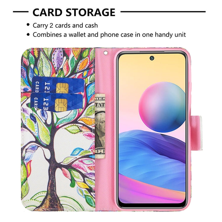 For Xiaomi Poco M3 Pro / Redmi Note 10 5G Colored Drawing Pattern Horizontal Flip Leather Case with Holder & Card Slots & Wallet