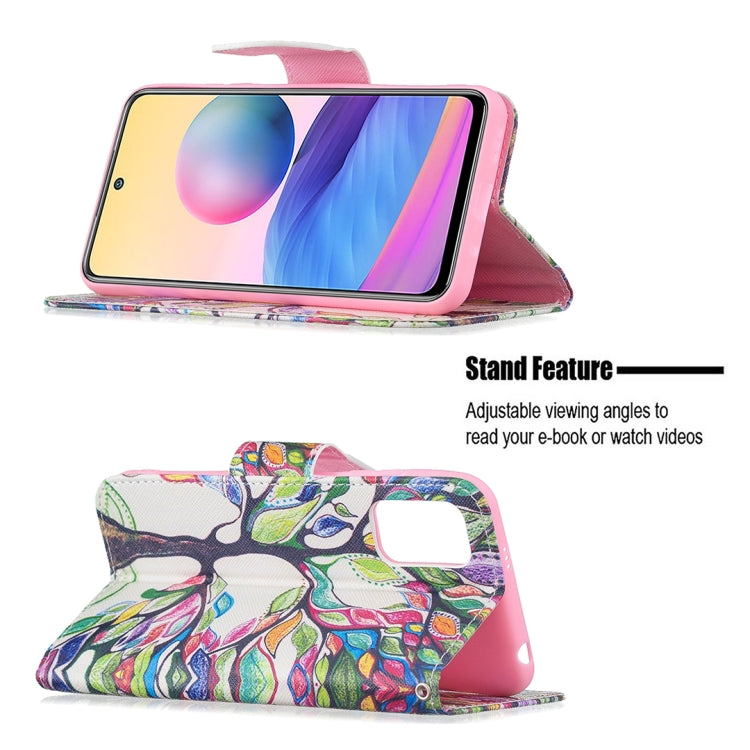 For Xiaomi Poco M3 Pro / Redmi Note 10 5G Colored Drawing Pattern Horizontal Flip Leather Case with Holder & Card Slots & Wallet
