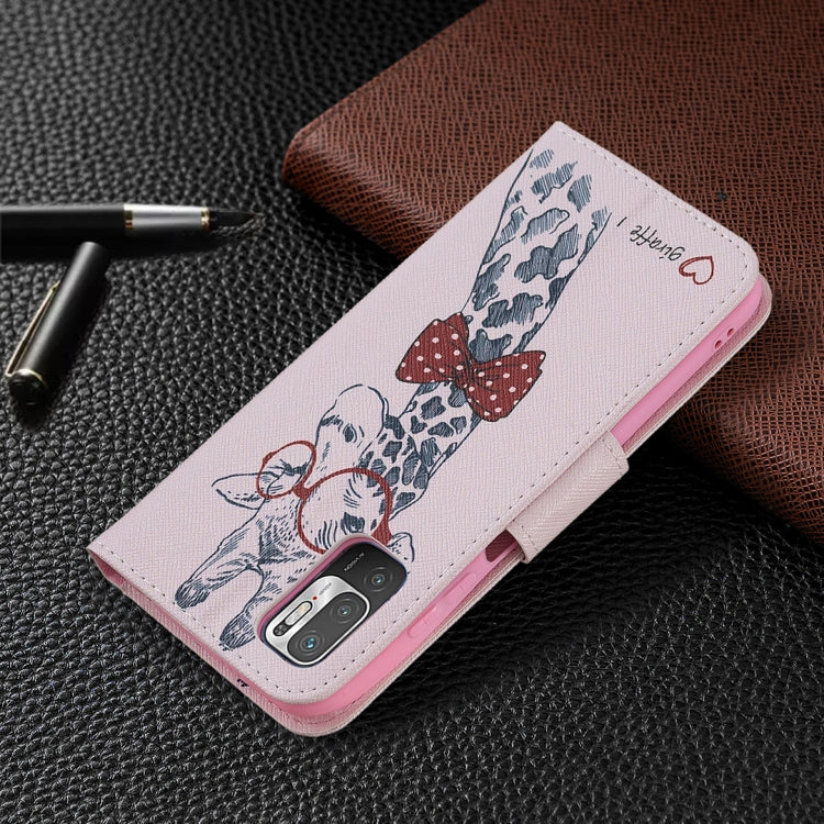 For Xiaomi Poco M3 Pro / Redmi Note 10 5G Colored Drawing Pattern Horizontal Flip Leather Case with Holder & Card Slots & Wallet