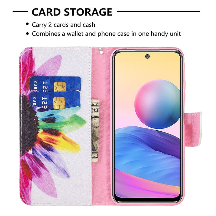 For Xiaomi Poco M3 Pro / Redmi Note 10 5G Colored Drawing Pattern Horizontal Flip Leather Case with Holder & Card Slots & Wallet