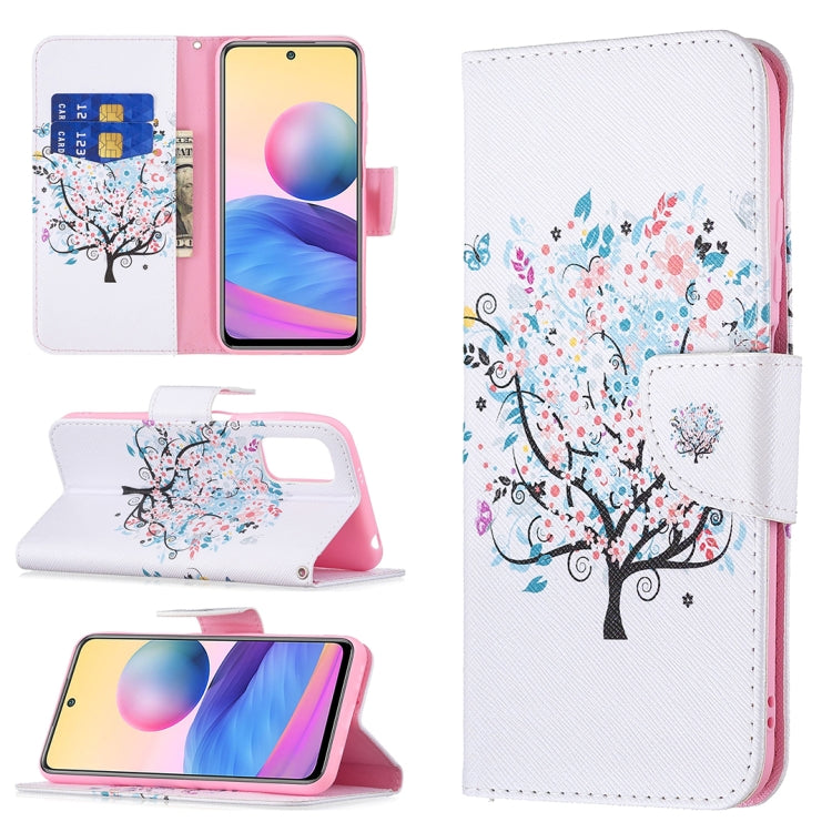 For Xiaomi Poco M3 Pro / Redmi Note 10 5G Colored Drawing Pattern Horizontal Flip Leather Case with Holder & Card Slots & Wallet