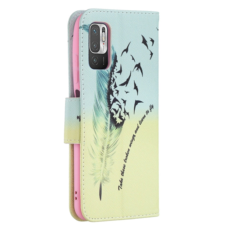 For Xiaomi Poco M3 Pro / Redmi Note 10 5G Colored Drawing Pattern Horizontal Flip Leather Case with Holder & Card Slots & Wallet