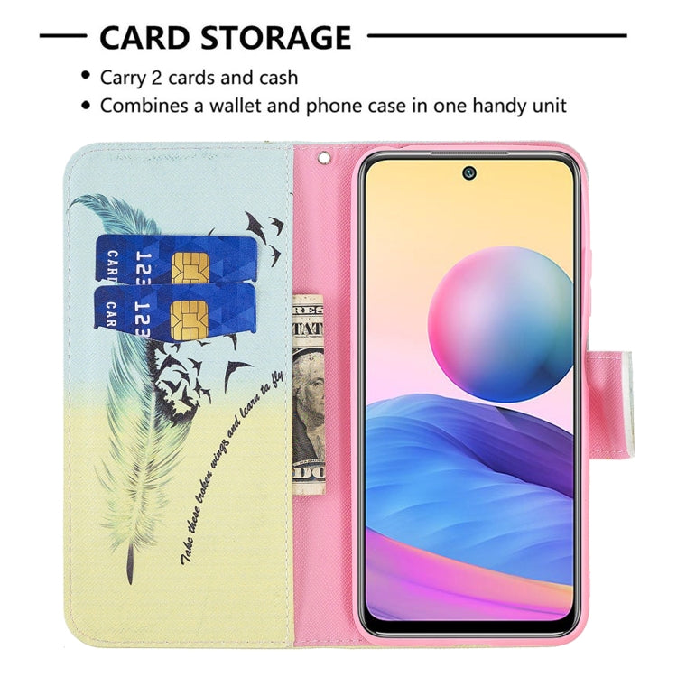 For Xiaomi Poco M3 Pro / Redmi Note 10 5G Colored Drawing Pattern Horizontal Flip Leather Case with Holder & Card Slots & Wallet
