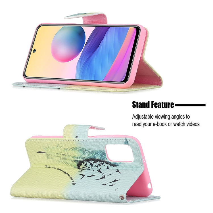 For Xiaomi Poco M3 Pro / Redmi Note 10 5G Colored Drawing Pattern Horizontal Flip Leather Case with Holder & Card Slots & Wallet