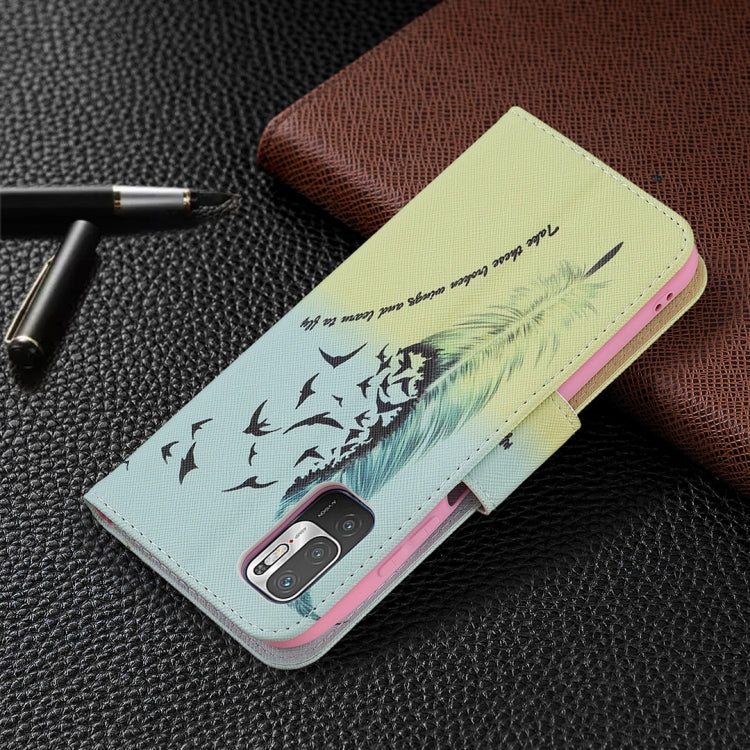 For Xiaomi Poco M3 Pro / Redmi Note 10 5G Colored Drawing Pattern Horizontal Flip Leather Case with Holder & Card Slots & Wallet