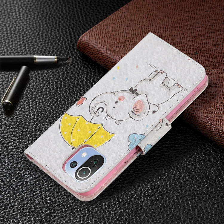 For Xiaomi Mi 11 Lite Colored Drawing Pattern Horizontal Flip Leather Case with Holder & Card Slots & Wallet