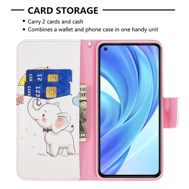 For Xiaomi Mi 11 Lite Colored Drawing Pattern Horizontal Flip Leather Case with Holder & Card Slots & Wallet