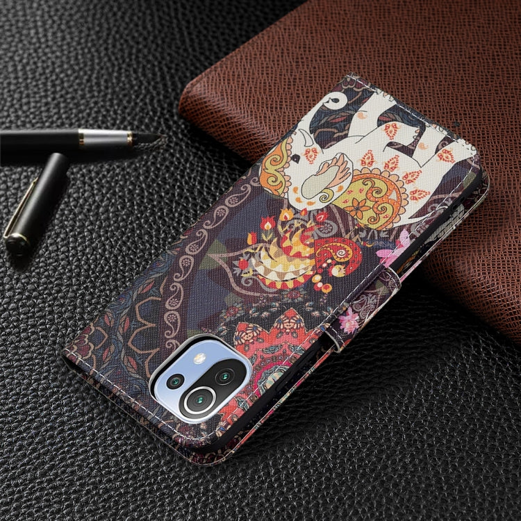 For Xiaomi Mi 11 Lite Colored Drawing Pattern Horizontal Flip Leather Case with Holder & Card Slots & Wallet
