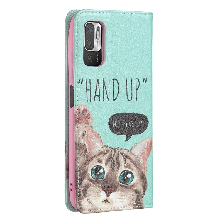 For Xiaomi Poco M3 Pro / Redmi Note 10 5G Colored Drawing Pattern Invisible Magnetic Horizontal Flip PU Leather Case with Holder & Card Slots & Wallet