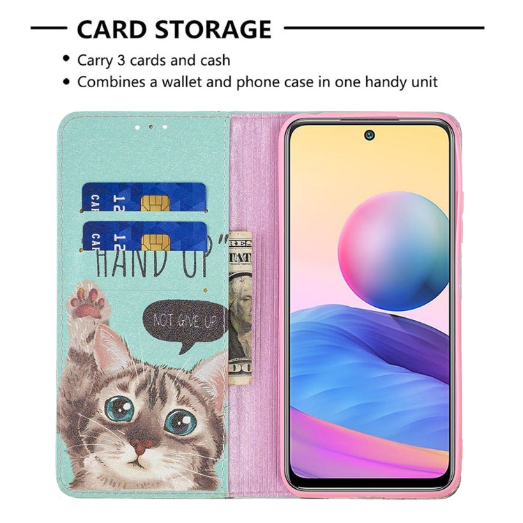For Xiaomi Poco M3 Pro / Redmi Note 10 5G Colored Drawing Pattern Invisible Magnetic Horizontal Flip PU Leather Case with Holder & Card Slots & Wallet
