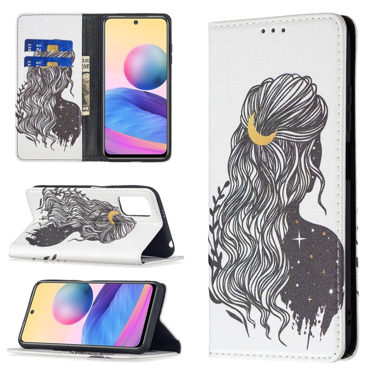 For Xiaomi Poco M3 Pro / Redmi Note 10 5G Colored Drawing Pattern Invisible Magnetic Horizontal Flip PU Leather Case with Holder & Card Slots & Wallet