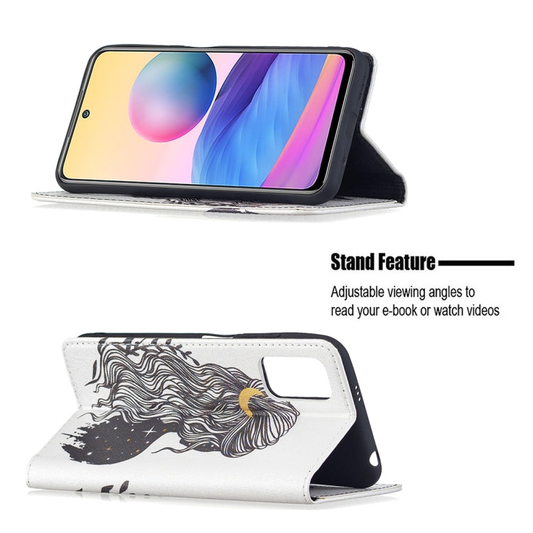 For Xiaomi Poco M3 Pro / Redmi Note 10 5G Colored Drawing Pattern Invisible Magnetic Horizontal Flip PU Leather Case with Holder & Card Slots & Wallet