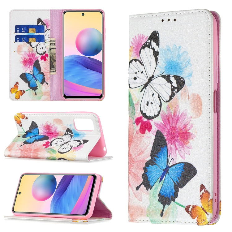 For Xiaomi Poco M3 Pro / Redmi Note 10 5G Colored Drawing Pattern Invisible Magnetic Horizontal Flip PU Leather Case with Holder & Card Slots & Wallet