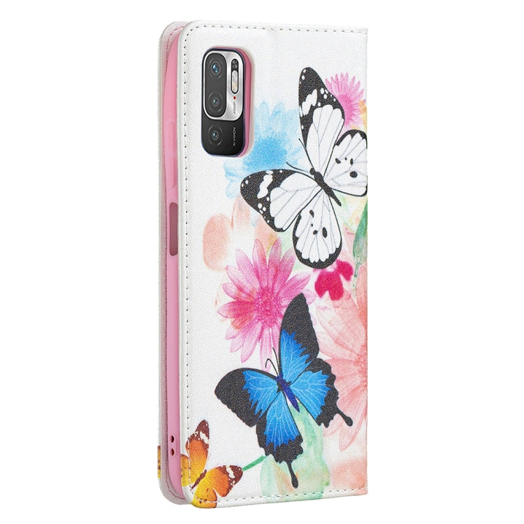 For Xiaomi Poco M3 Pro / Redmi Note 10 5G Colored Drawing Pattern Invisible Magnetic Horizontal Flip PU Leather Case with Holder & Card Slots & Wallet