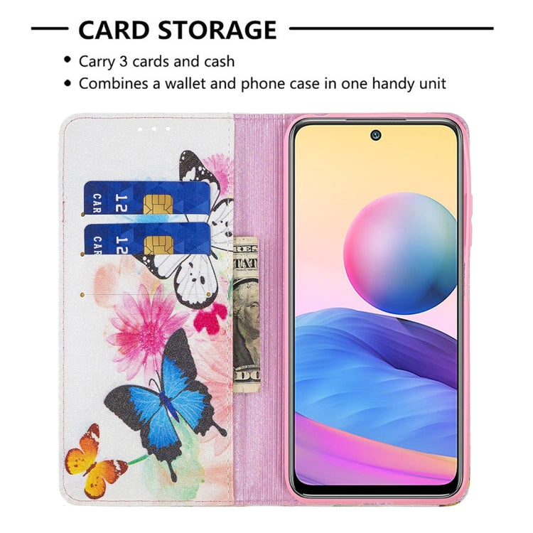 For Xiaomi Poco M3 Pro / Redmi Note 10 5G Colored Drawing Pattern Invisible Magnetic Horizontal Flip PU Leather Case with Holder & Card Slots & Wallet