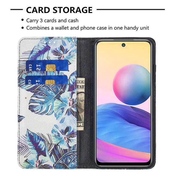 For Xiaomi Poco M3 Pro / Redmi Note 10 5G Colored Drawing Pattern Invisible Magnetic Horizontal Flip PU Leather Case with Holder & Card Slots & Wallet
