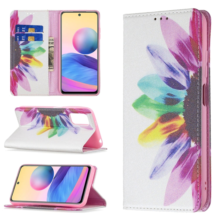 For Xiaomi Poco M3 Pro / Redmi Note 10 5G Colored Drawing Pattern Invisible Magnetic Horizontal Flip PU Leather Case with Holder & Card Slots & Wallet