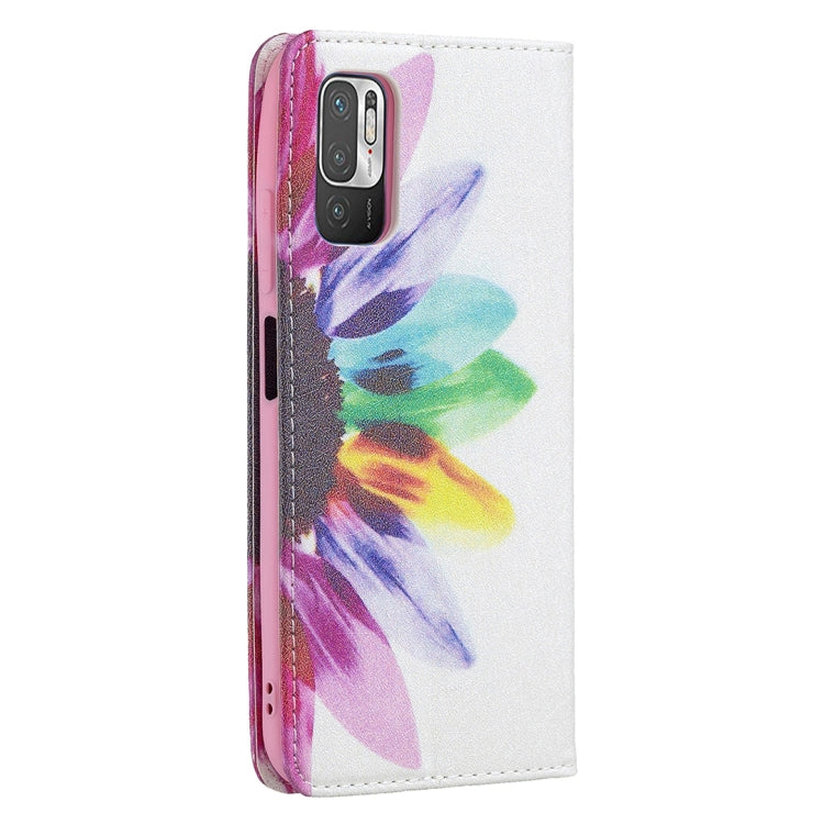 For Xiaomi Poco M3 Pro / Redmi Note 10 5G Colored Drawing Pattern Invisible Magnetic Horizontal Flip PU Leather Case with Holder & Card Slots & Wallet