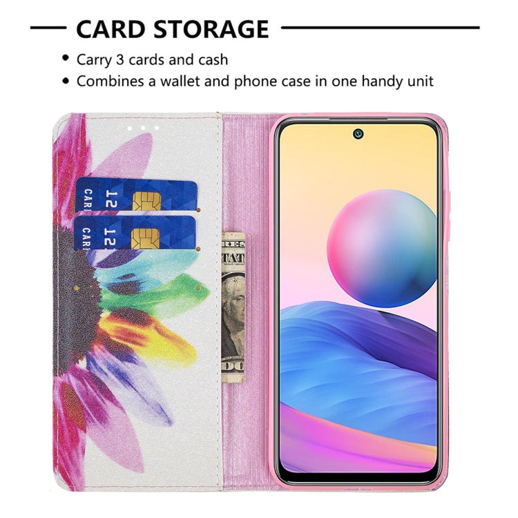 For Xiaomi Poco M3 Pro / Redmi Note 10 5G Colored Drawing Pattern Invisible Magnetic Horizontal Flip PU Leather Case with Holder & Card Slots & Wallet