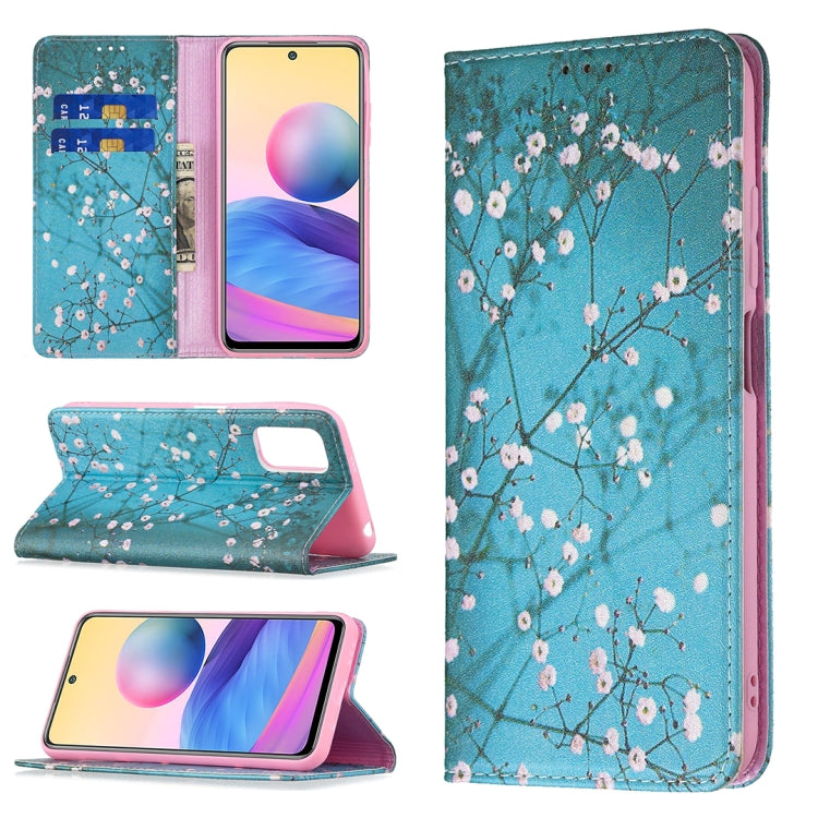For Xiaomi Poco M3 Pro / Redmi Note 10 5G Colored Drawing Pattern Invisible Magnetic Horizontal Flip PU Leather Case with Holder & Card Slots & Wallet