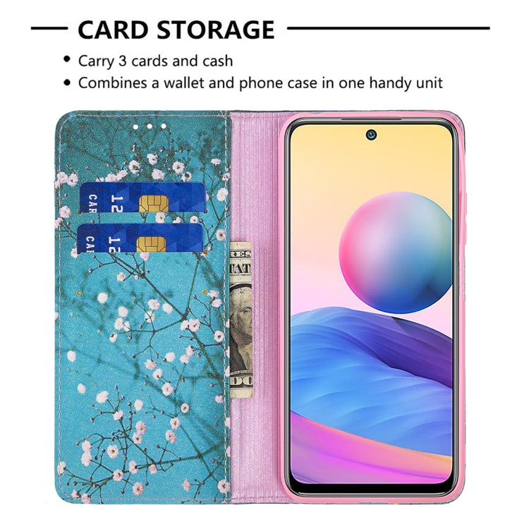 For Xiaomi Poco M3 Pro / Redmi Note 10 5G Colored Drawing Pattern Invisible Magnetic Horizontal Flip PU Leather Case with Holder & Card Slots & Wallet