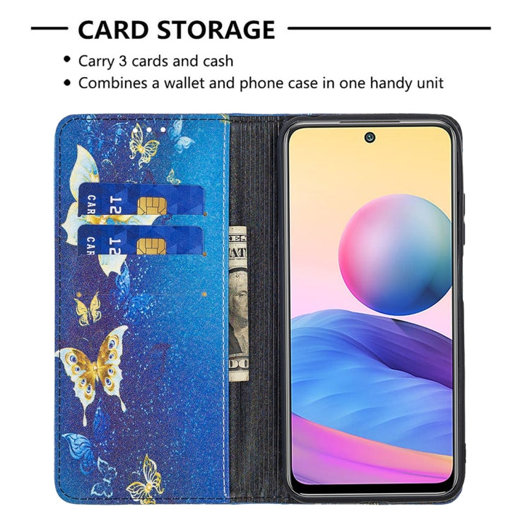 For Xiaomi Poco M3 Pro / Redmi Note 10 5G Colored Drawing Pattern Invisible Magnetic Horizontal Flip PU Leather Case with Holder & Card Slots & Wallet