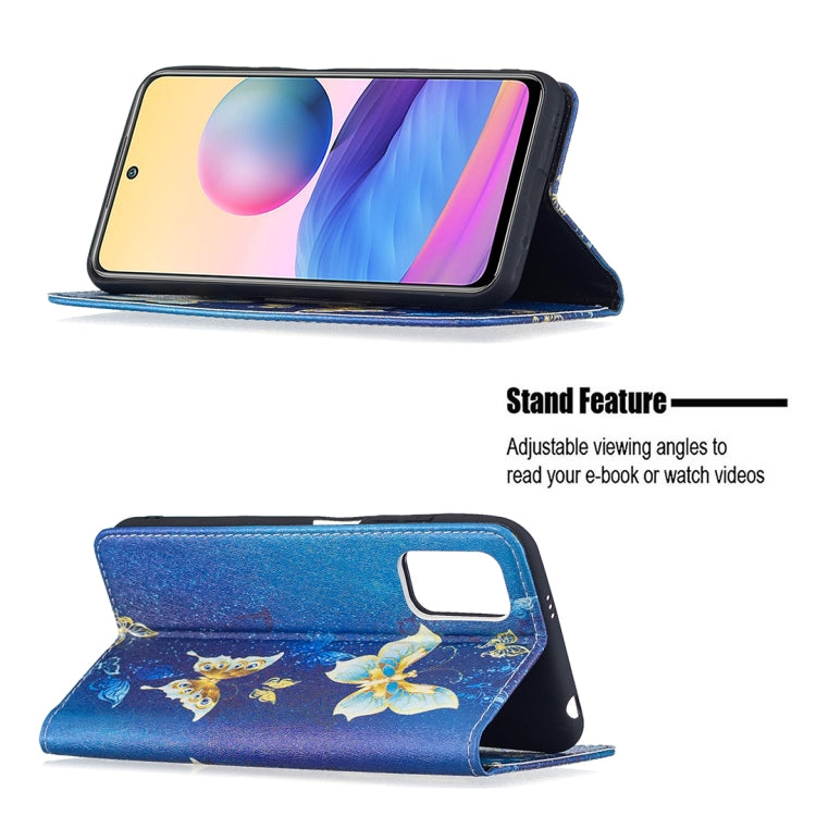 For Xiaomi Poco M3 Pro / Redmi Note 10 5G Colored Drawing Pattern Invisible Magnetic Horizontal Flip PU Leather Case with Holder & Card Slots & Wallet