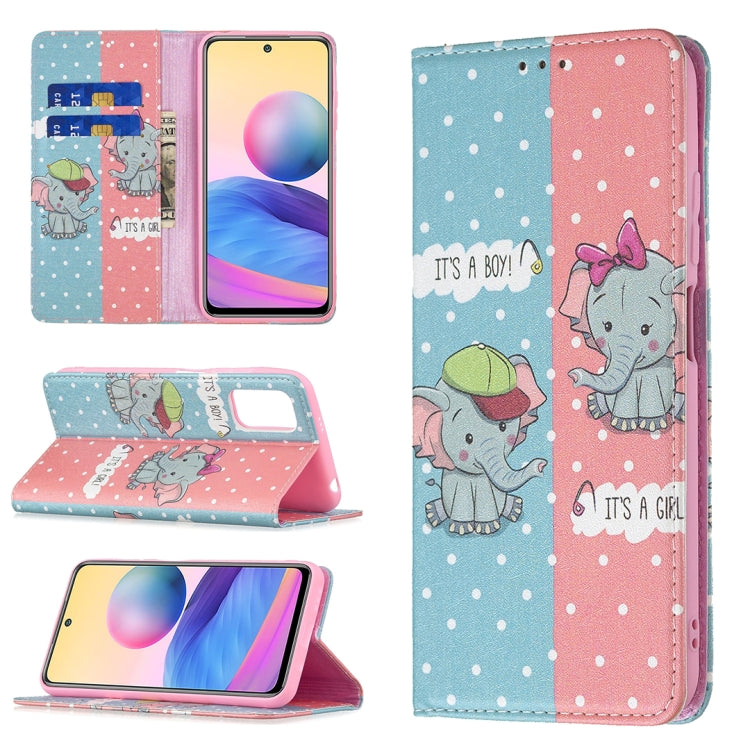 For Xiaomi Poco M3 Pro / Redmi Note 10 5G Colored Drawing Pattern Invisible Magnetic Horizontal Flip PU Leather Case with Holder & Card Slots & Wallet
