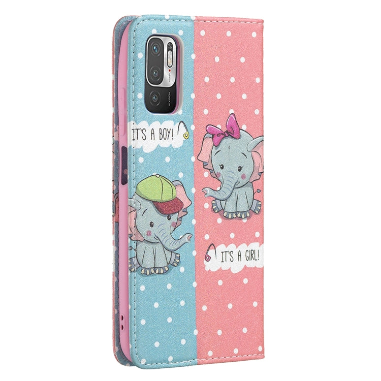 For Xiaomi Poco M3 Pro / Redmi Note 10 5G Colored Drawing Pattern Invisible Magnetic Horizontal Flip PU Leather Case with Holder & Card Slots & Wallet