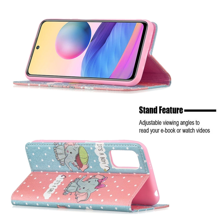 For Xiaomi Poco M3 Pro / Redmi Note 10 5G Colored Drawing Pattern Invisible Magnetic Horizontal Flip PU Leather Case with Holder & Card Slots & Wallet