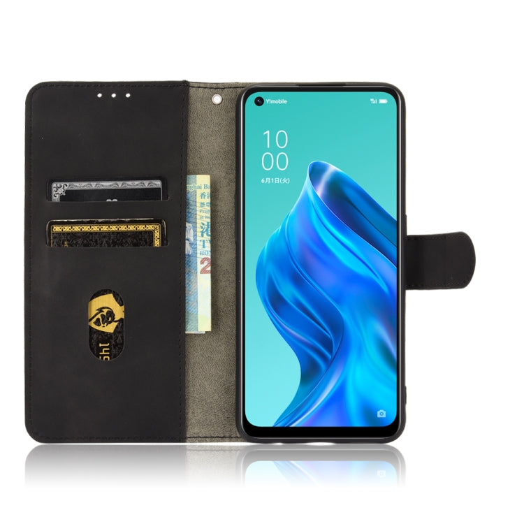 For OPPO Reno5 A(Japan) Solid Color Skin Feel Magnetic Buckle Horizontal Flip Calf Texture PU Leather Case with Holder & Card Slots & Wallet