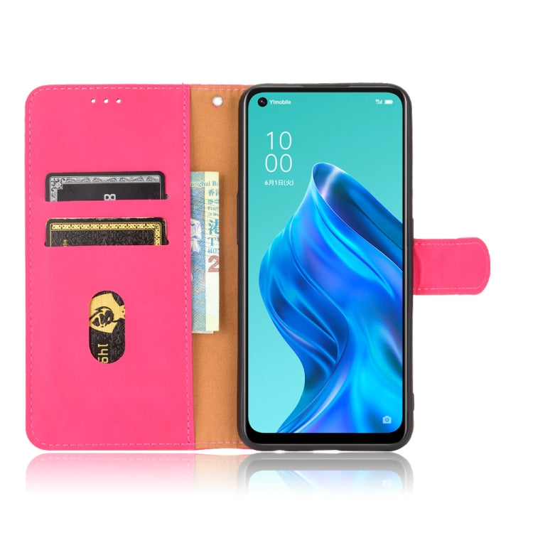 For OPPO Reno5 A(Japan) Solid Color Skin Feel Magnetic Buckle Horizontal Flip Calf Texture PU Leather Case with Holder & Card Slots & Wallet