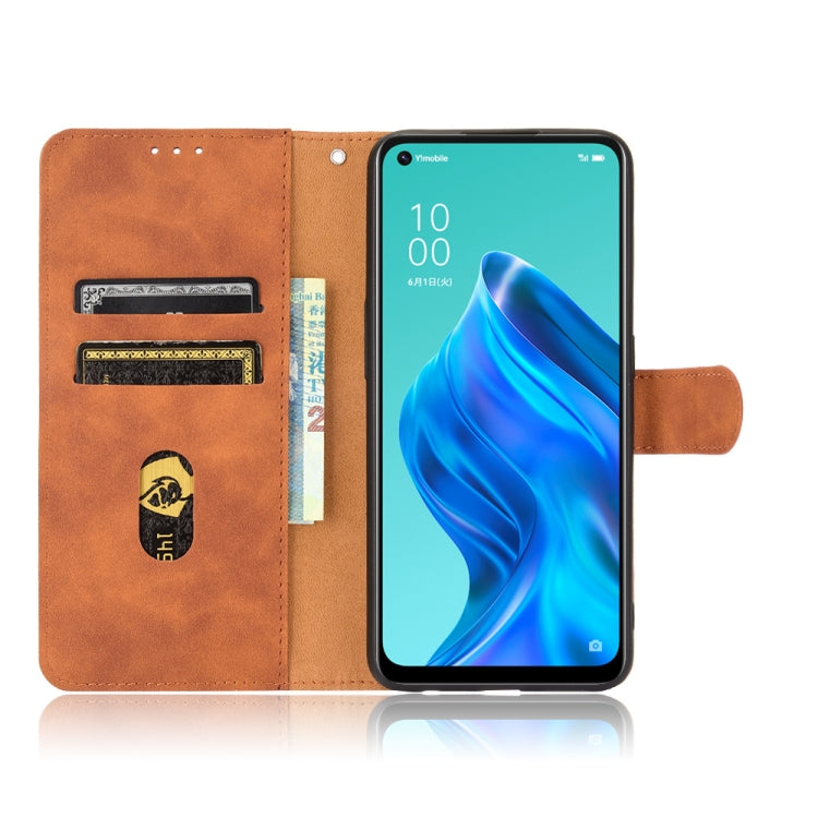 For OPPO Reno5 A(Japan) Solid Color Skin Feel Magnetic Buckle Horizontal Flip Calf Texture PU Leather Case with Holder & Card Slots & Wallet