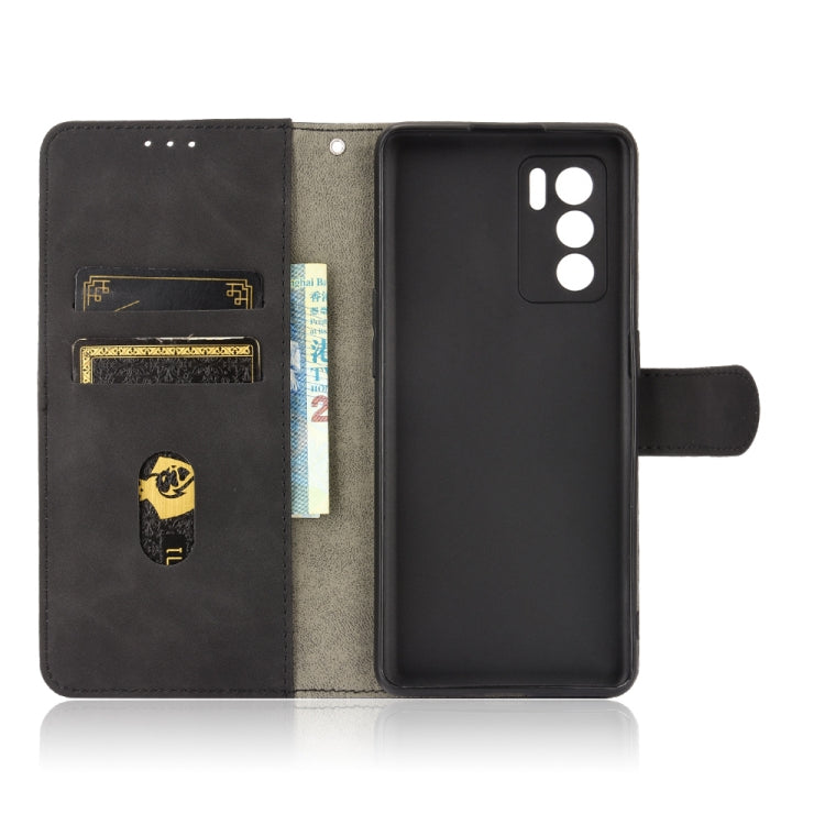 For OPPO Reno6 Pro Solid Color Skin Feel Magnetic Buckle Horizontal Flip Calf Texture PU Leather Case with Holder & Card Slots & Wallet