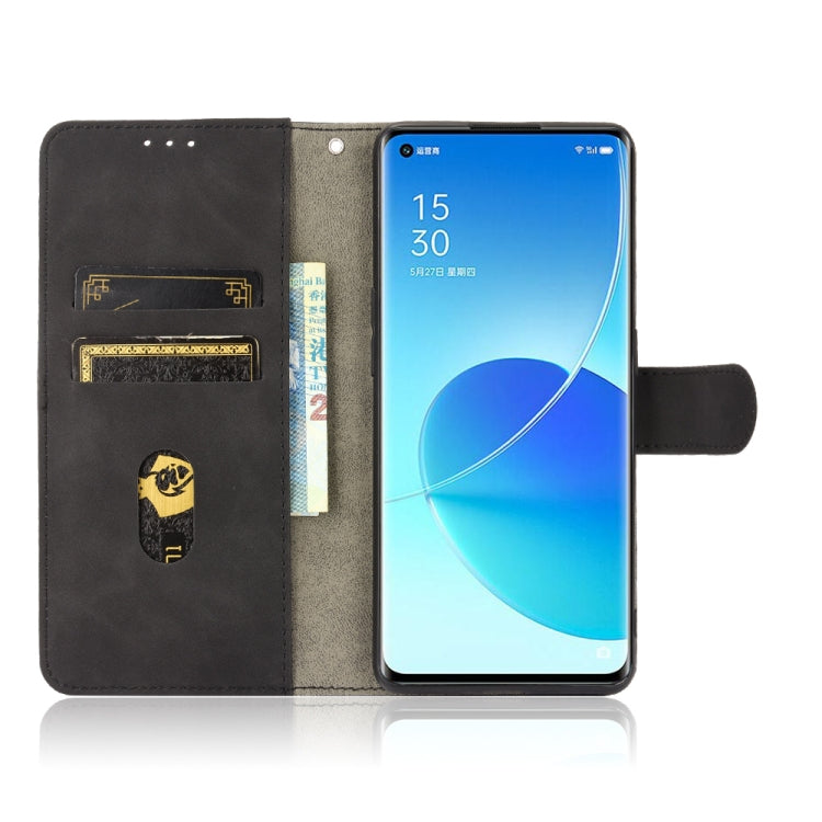 For OPPO Reno6 Pro Solid Color Skin Feel Magnetic Buckle Horizontal Flip Calf Texture PU Leather Case with Holder & Card Slots & Wallet