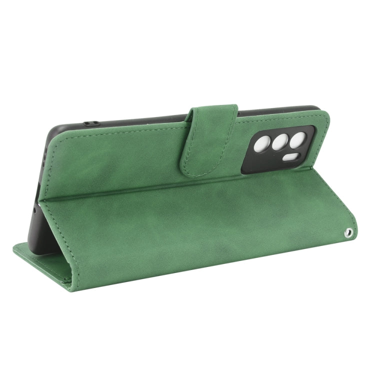 For OPPO Reno6 Pro Solid Color Skin Feel Magnetic Buckle Horizontal Flip Calf Texture PU Leather Case with Holder & Card Slots & Wallet