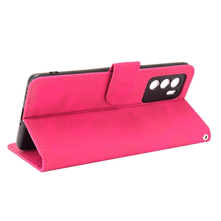 For OPPO Reno6 Pro Solid Color Skin Feel Magnetic Buckle Horizontal Flip Calf Texture PU Leather Case with Holder & Card Slots & Wallet