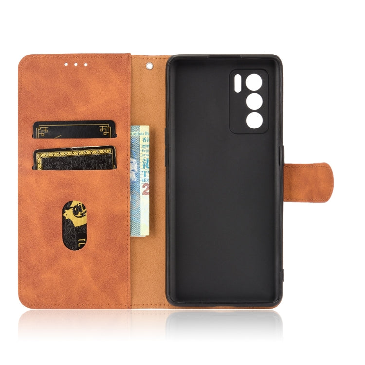 For OPPO Reno6 Pro Solid Color Skin Feel Magnetic Buckle Horizontal Flip Calf Texture PU Leather Case with Holder & Card Slots & Wallet