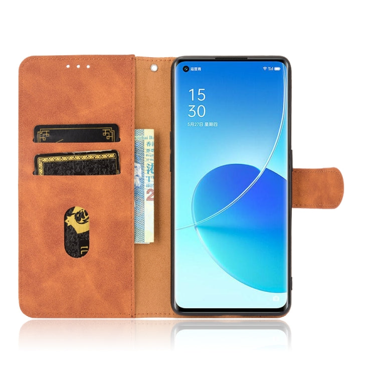 For OPPO Reno6 Pro Solid Color Skin Feel Magnetic Buckle Horizontal Flip Calf Texture PU Leather Case with Holder & Card Slots & Wallet