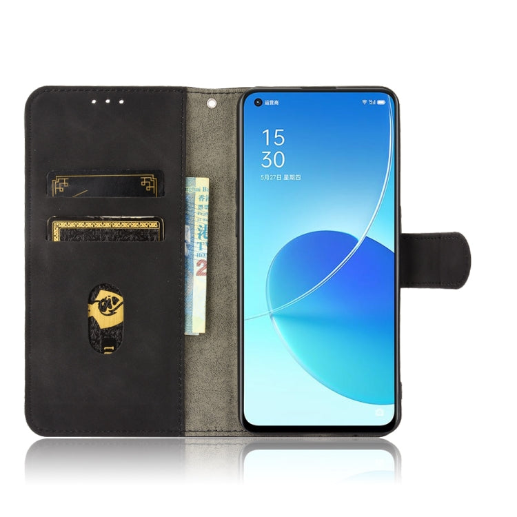 For OPPO Reno6 Solid Color Skin Feel Magnetic Buckle Horizontal Flip Calf Texture PU Leather Case with Holder & Card Slots & Wallet