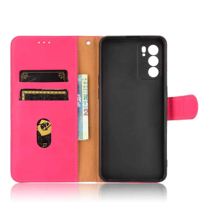 For OPPO Reno6 Solid Color Skin Feel Magnetic Buckle Horizontal Flip Calf Texture PU Leather Case with Holder & Card Slots & Wallet